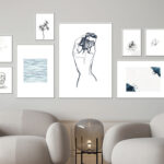 Exposición de arte de pared en interiores minimalistas