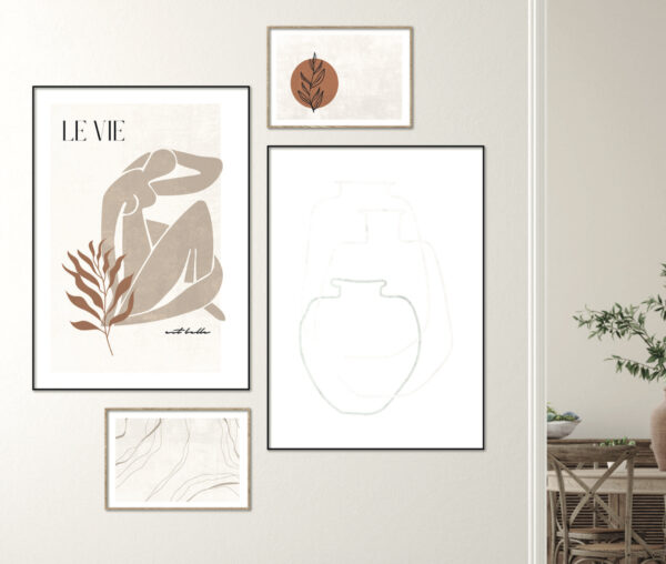Decoración artística minimalista con motivos abstractos