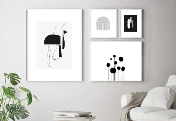 Arte gráfico en blanco y negro minimalista