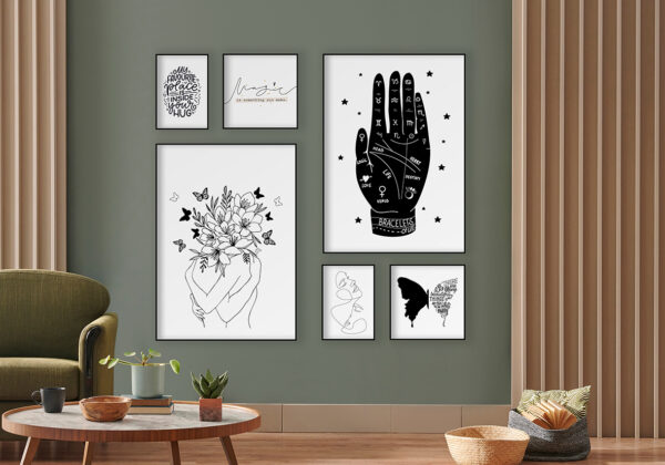 Galería de pared con impresiones artísticas