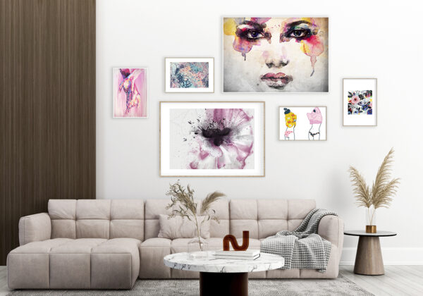 Arte de pared contemporáneo en salón
