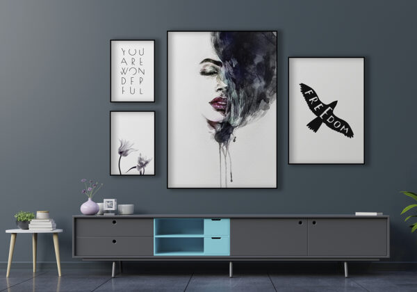 Decoración artística moderna con tipografía
