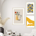 Arte abstracto moderno con detalles en amarillo