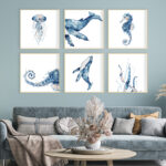 Láminas marinas en acuarela para decoración