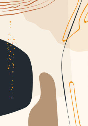 Obra abstracta en beige y negro