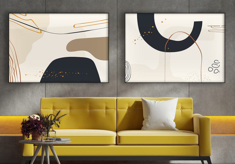 Obra abstracta en beige y negro