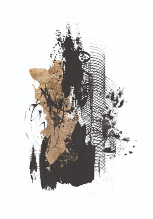 Diseño abstracto en dorado y negro