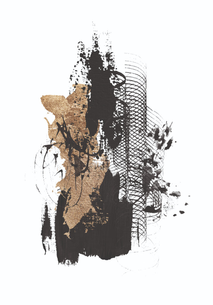 Diseño abstracto en dorado y negro