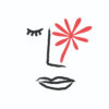 Arte lineal minimalista con flor roja