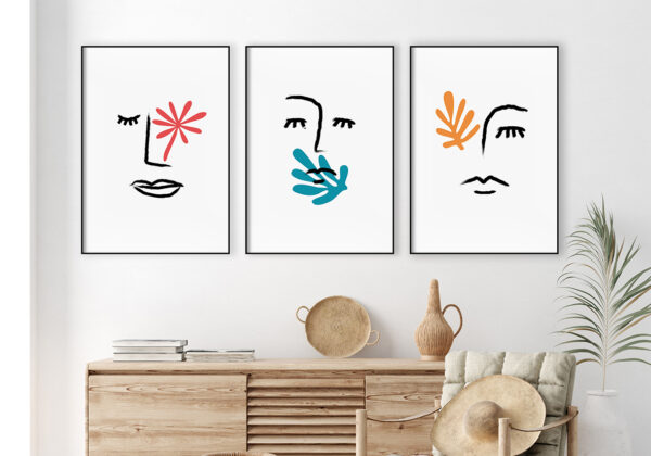 Arte lineal minimalista con flor roja