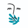 Arte abstracto de rostro con acentos cian