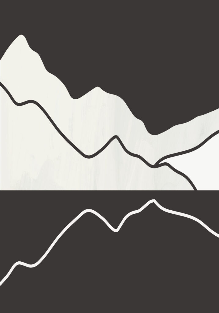 Obra monocromática de montaña minimalista