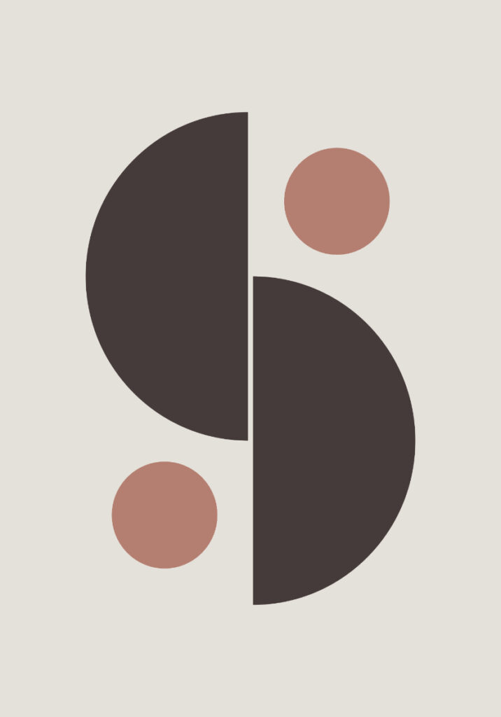 Arte minimalista con figuras en tonos neutros
