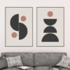 Arte minimalista con figuras en tonos neutros