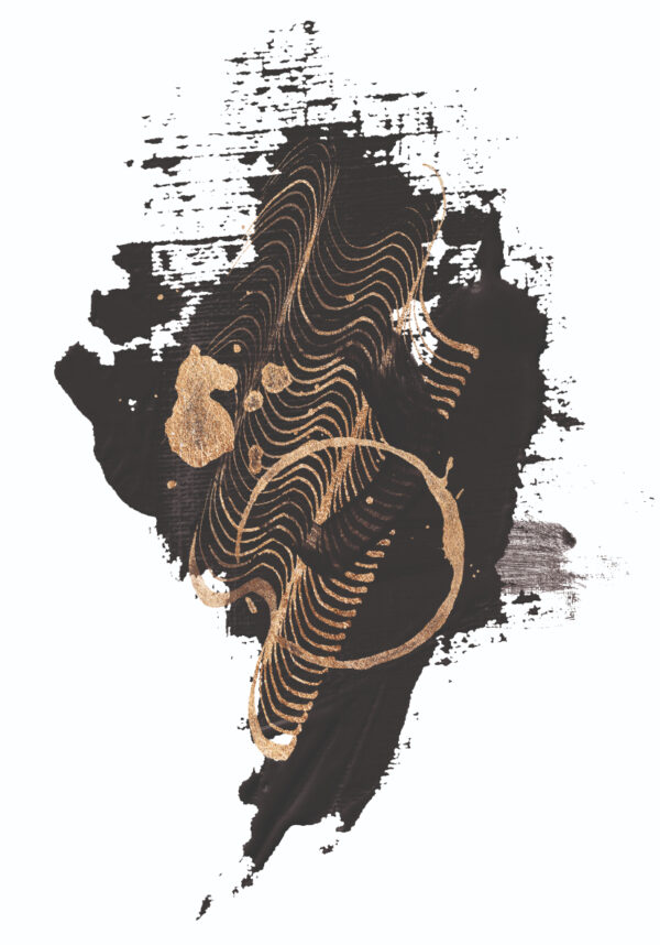 Diseño abstracto en dorado y negro