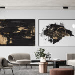 Diseño abstracto en dorado y negro