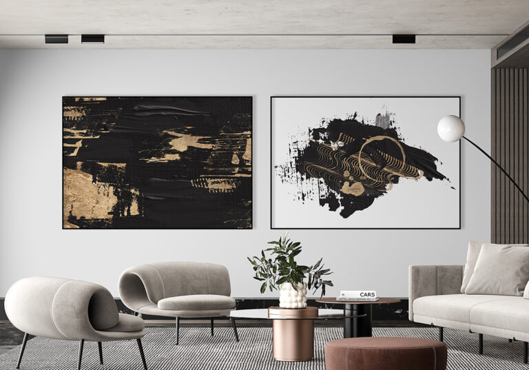 Diseño abstracto en dorado y negro