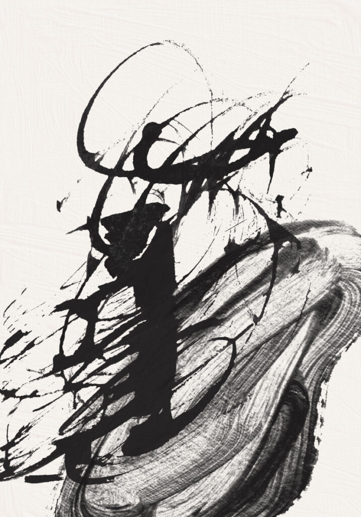 Pieza de arte en tinta negra