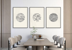 Arte minimalista de líneas circulares