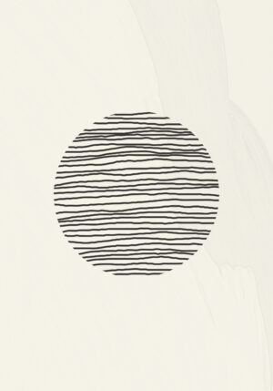 Obra minimalista abstracta con círculo a rayas