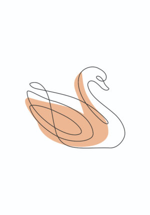 Dibujo minimalista de cisne en línea