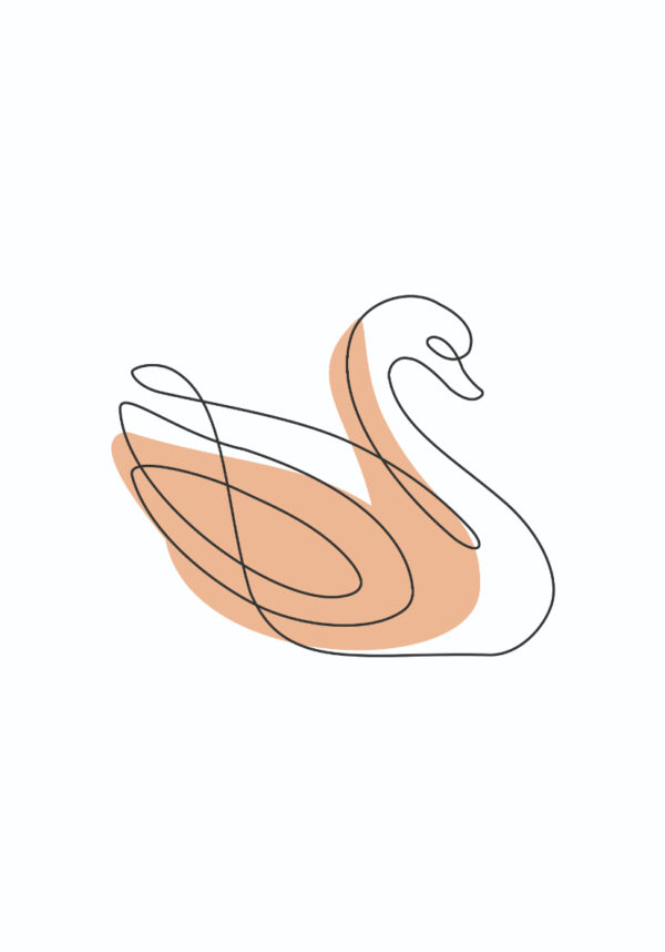 Dibujo minimalista de cisne en línea
