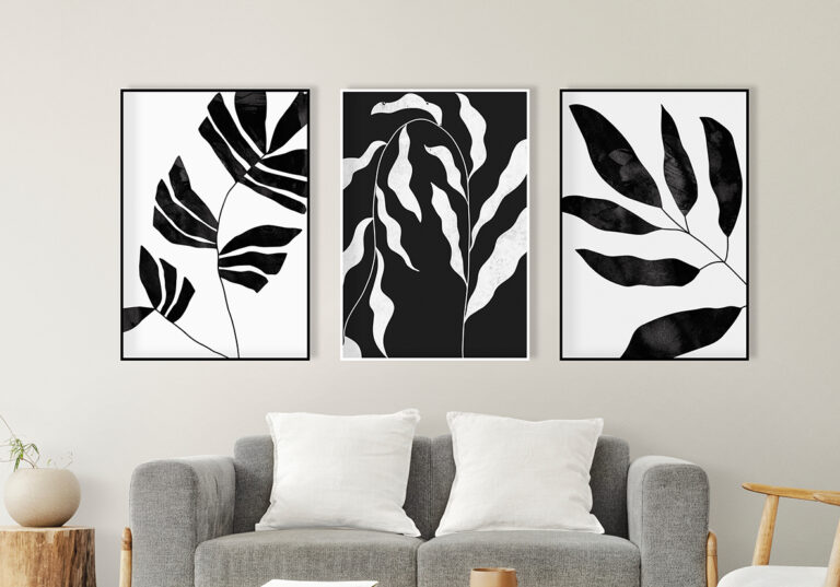 Arte botánico minimalista en monocromo