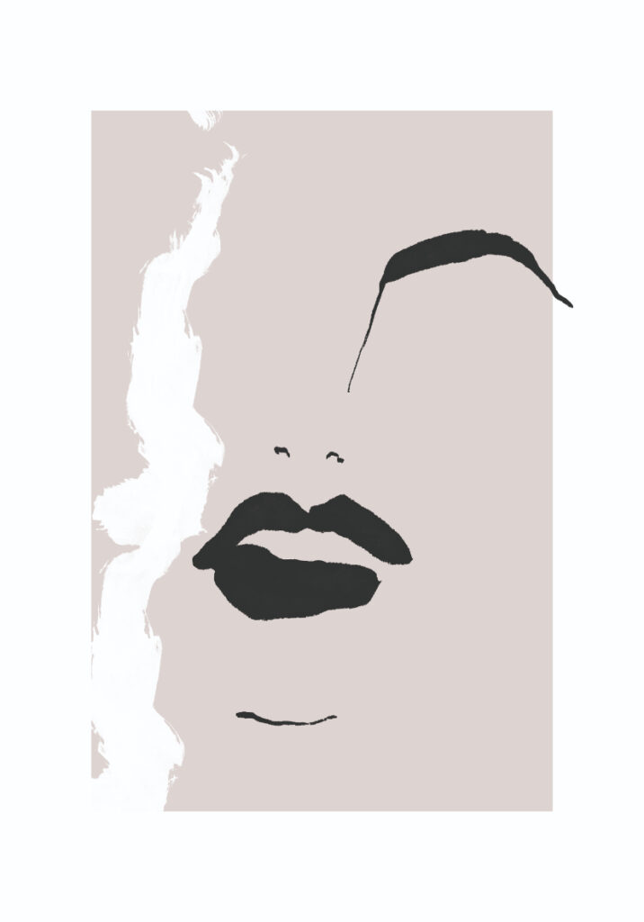 Retrato gráfico minimalista en tinta negra