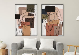 Arte lineal abstracto en tonos neutros