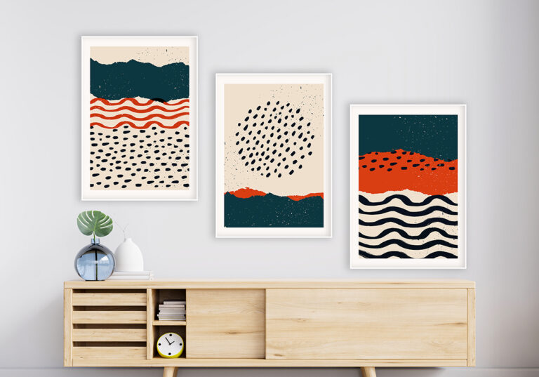 Póster gráfico abstracto con formas geométricas