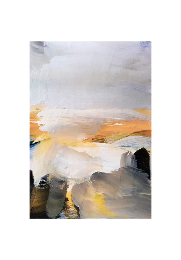 Paisaje abstracto con reflejos dorados