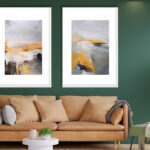 Pintura de paisaje abstracto en tonos cálidos