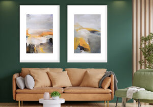 Pintura de paisaje abstracto en tonos cálidos