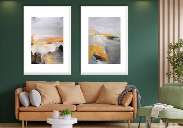 Pintura de paisaje abstracto en tonos cálidos