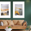 Pintura de paisaje abstracto en tonos cálidos