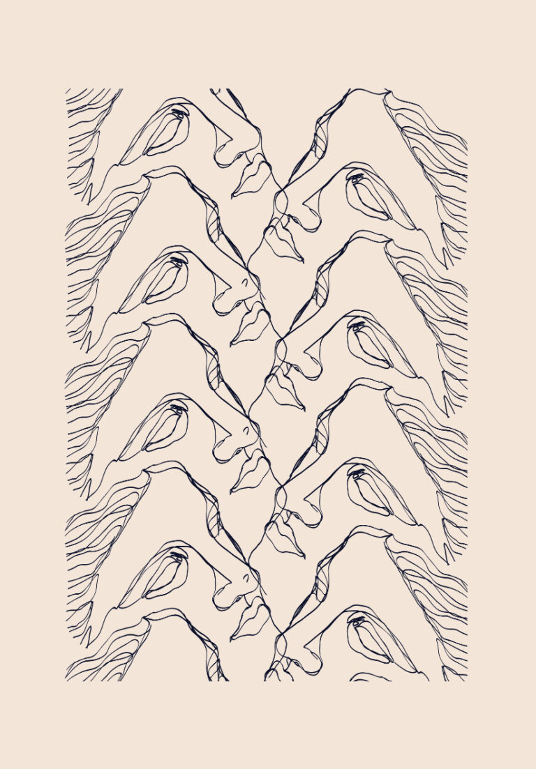 Obra minimalista de rostros en línea