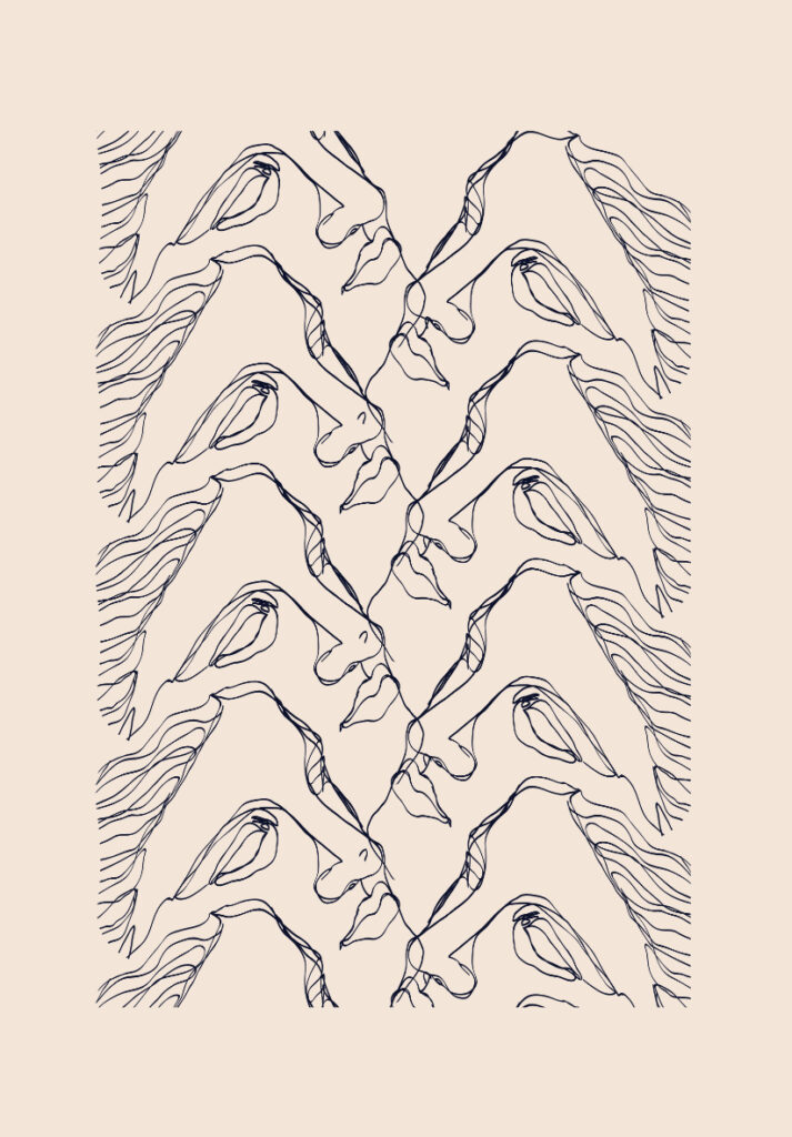 Obra minimalista de rostros en línea