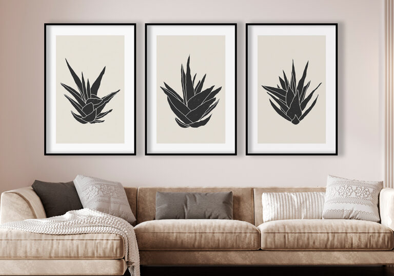 Diseño minimalista de planta de aloe en negro