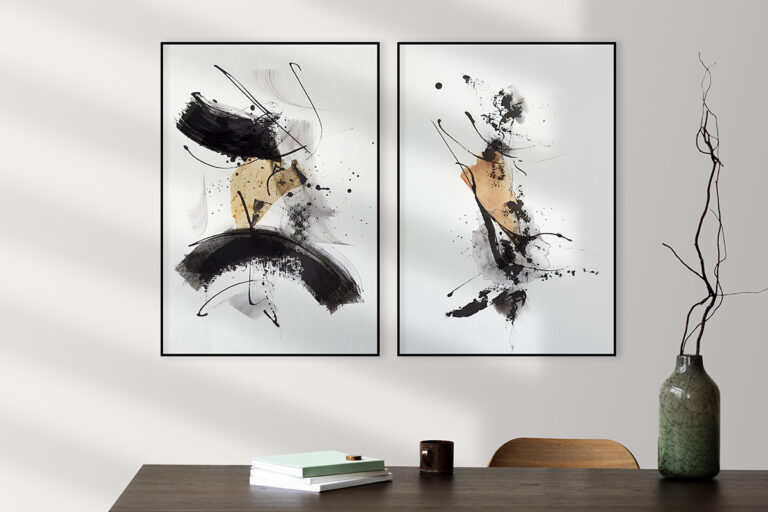 Diseño abstracto en beige y negro