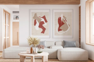 Diseño minimalista abstracto en paleta terrosa
