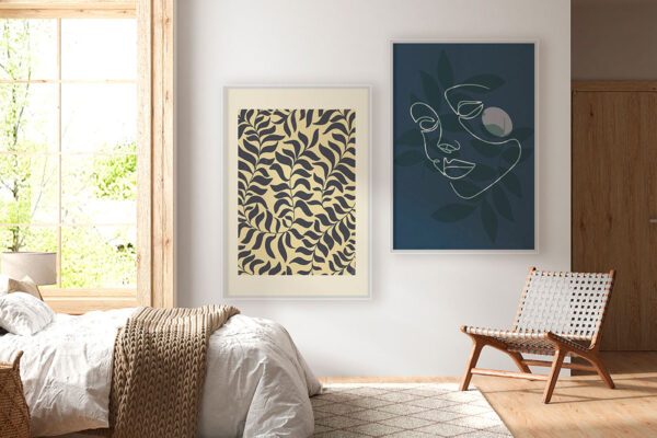 Líneas abstractas con follaje