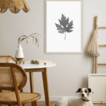Arte minimalista monocromático de una hoja.