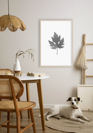 Arte minimalista monocromático de una hoja.