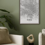 Mapa detallado de París en blanco y negro.