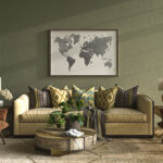 Silueta del mapa mundial con textura gris elegante.