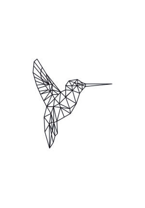 Arte geométrico de un colibrí en líneas finas.
