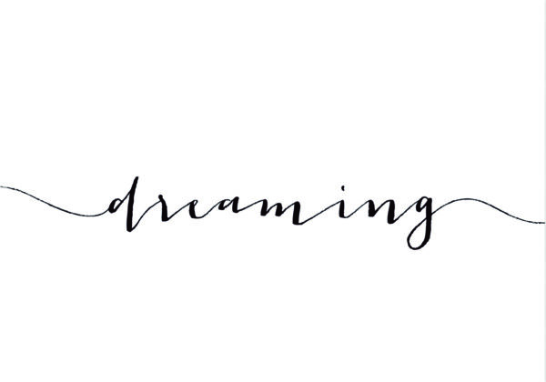 Caligrafía elegante de la palabra "Soñando".
