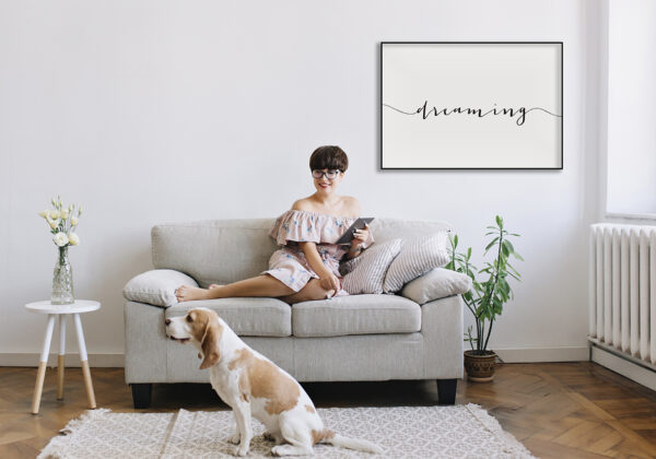 Caligrafía elegante de la palabra "Soñando".