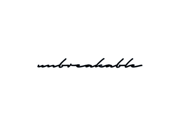 Arte minimalista con caligrafía de "Inquebrantable".