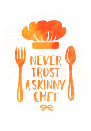 Diseño creativo con cita divertida de chef.
